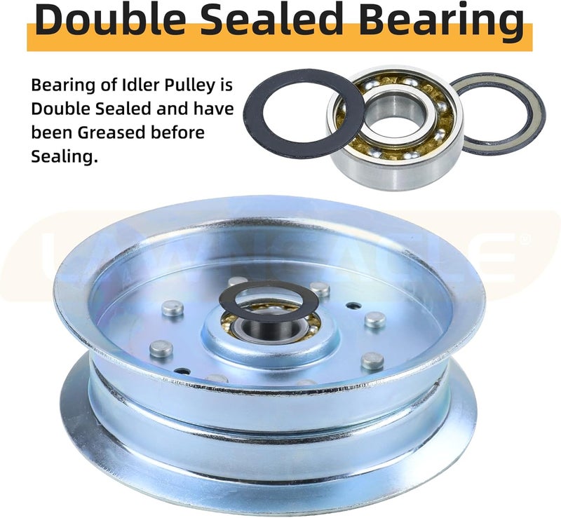 LANEAGLE 2 Pack GY20629 Idler Pulley Replaces GY20629 John Deere GY20629 Idler Pulley, GY22082 John Deere GY22082 Idler Pulley, GY20110 Pulley, Cub Cadet 756-05034A Idler Pulley 756 05034A, 756-05034 - Image 4